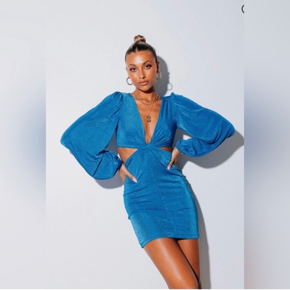 Princess Polly Adi Cut Out Mini Dress Blue - Picture 2 of 4